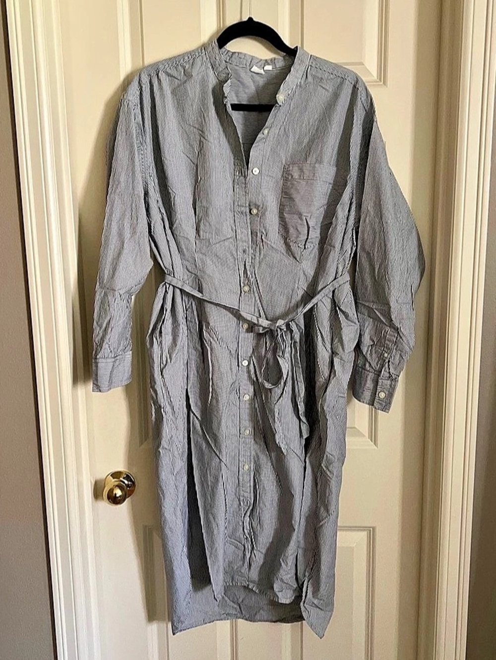 GAP Tie-Belt Stripe Shirtdress blue & White Size Large